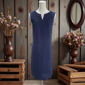 Pure Collection Navy Sleeveless Shift Dress Size 4 Linen Feel Minimalist Summer